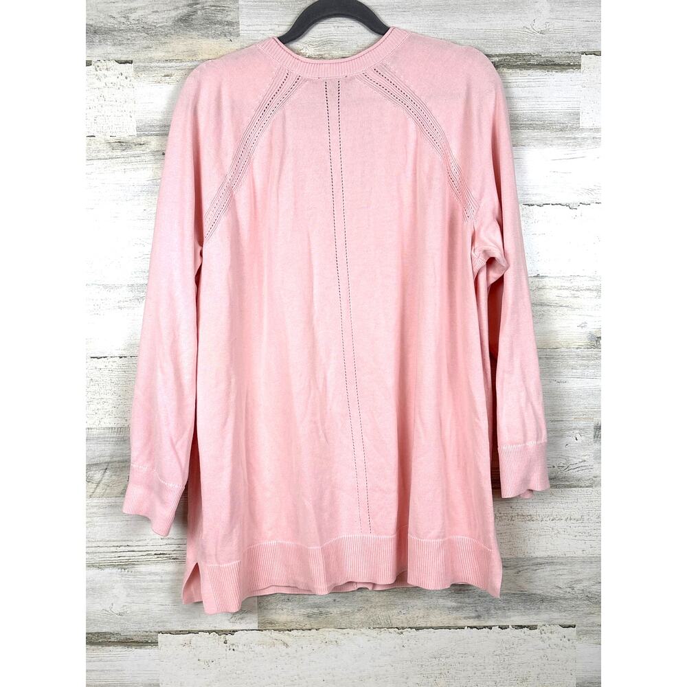 Talbots Womens 2X Plus Light Pink Button Up Lightweight Knit Cardigan Sweater - Picture 2 of 5
